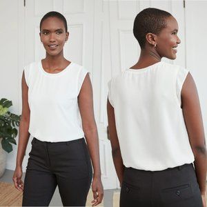 RW&CO. Silky Crepe Cap Sleeve Blouse in Snow White